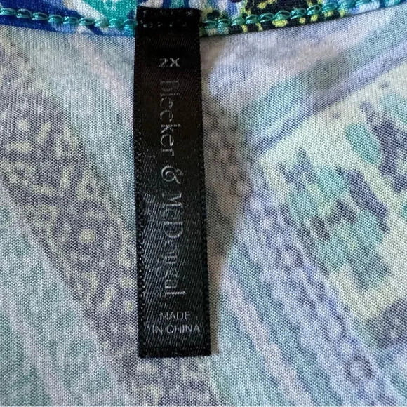 Bleeker & McDougal 2X Shirt Top Blue Striped Dolman Short Sleeve V‎ Neck Stretch - Picture 5 of 6